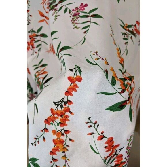 Worthington Top Floral Semi-Sheer Long Bell Sleeve Keyhole Back Boho Medium - Picture 6 of 9